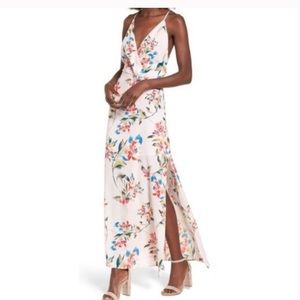 Lush floral maxi dress pink multi size XL nwt